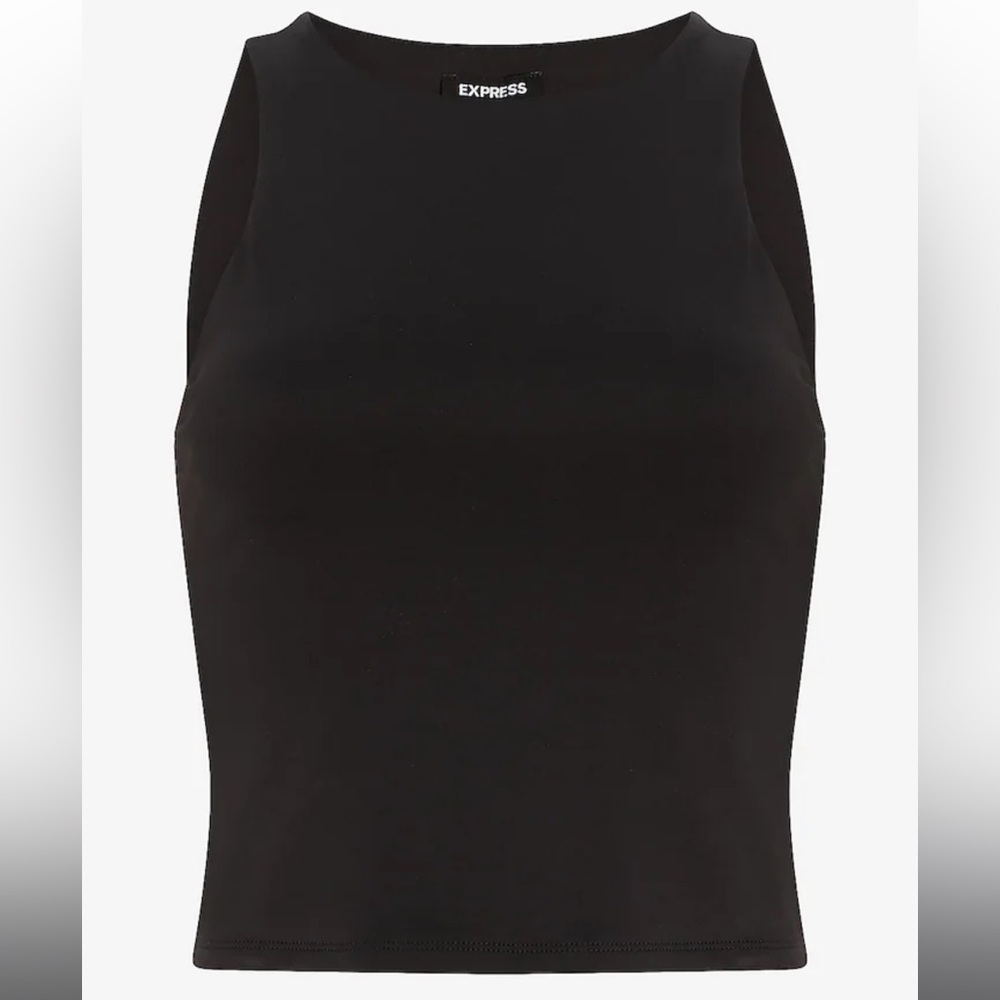 Black Body Contour High Compression High Neck Cropped Tank